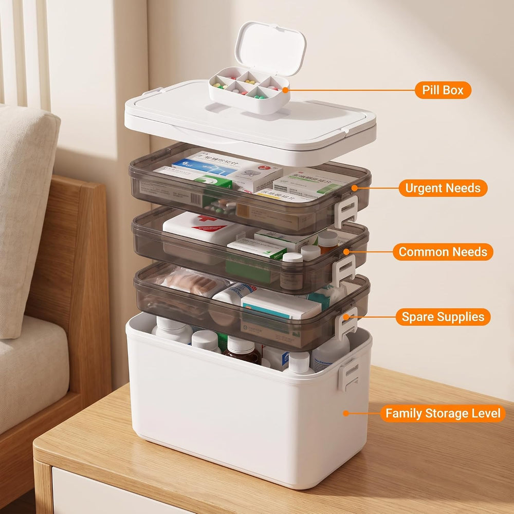 4-Tier Medicine Organizer - Portable Medicine Cabinet with Handle