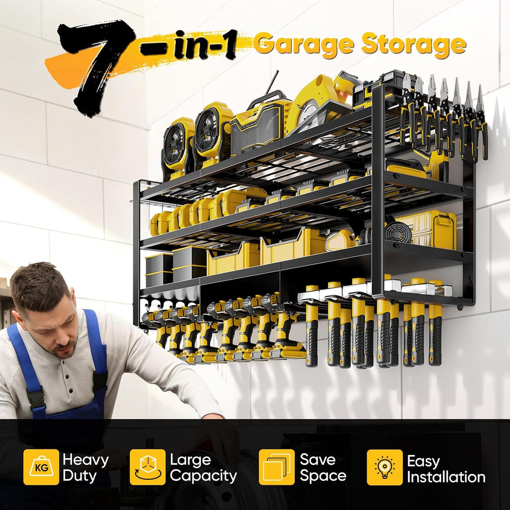 POKIPO 49" W Large Power Tool Organizer Wall Mount, 4 Layer Heavy Duty L...