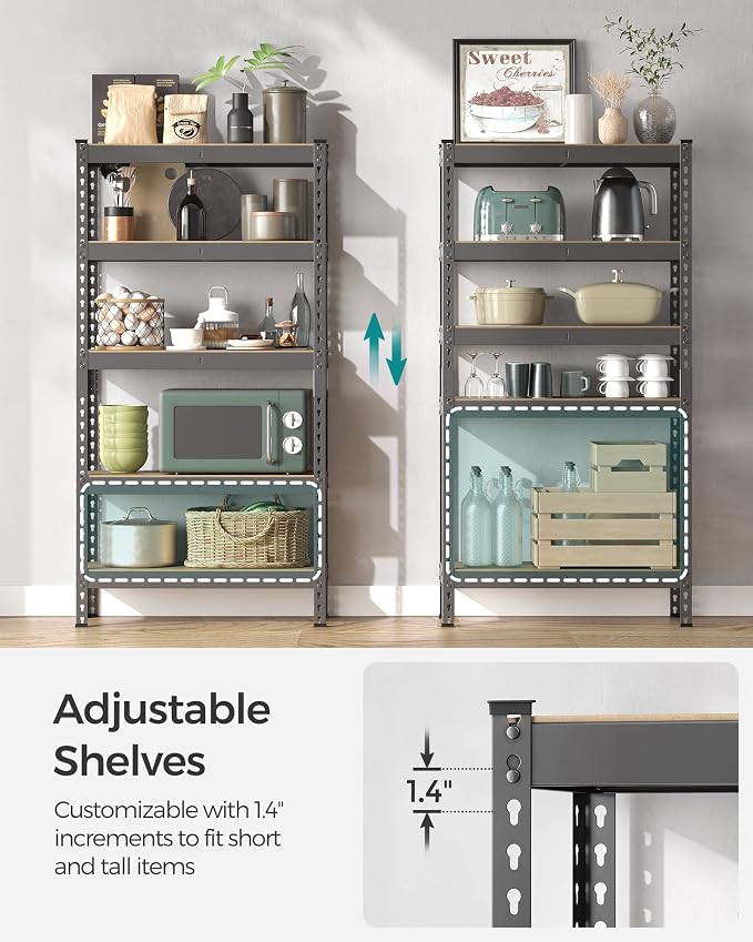 SONGMICS 5-Tier Storage Shelves, Load 2310 lb, Boltless Assembly, Adjustable ...