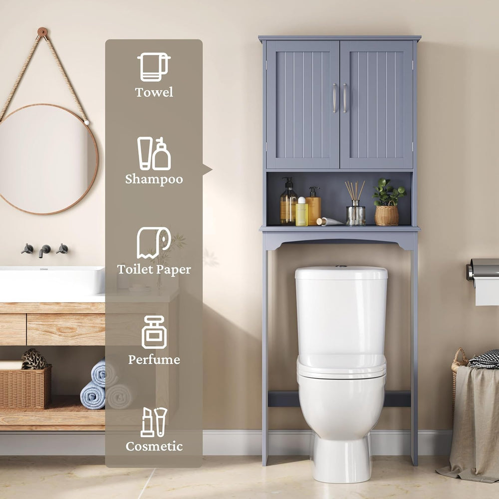 Yaheetech Over the Toilet Storage Cabinet, Bathroom Organizer, Gray, 25″W
