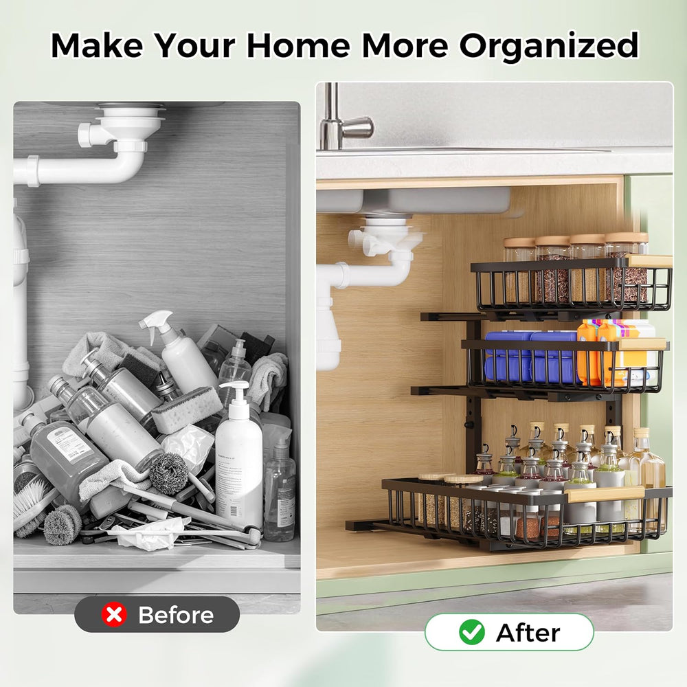 3 Tier Under Sink Organizer: Pull Out Cabinet Storage for Bathroom,2 Pack