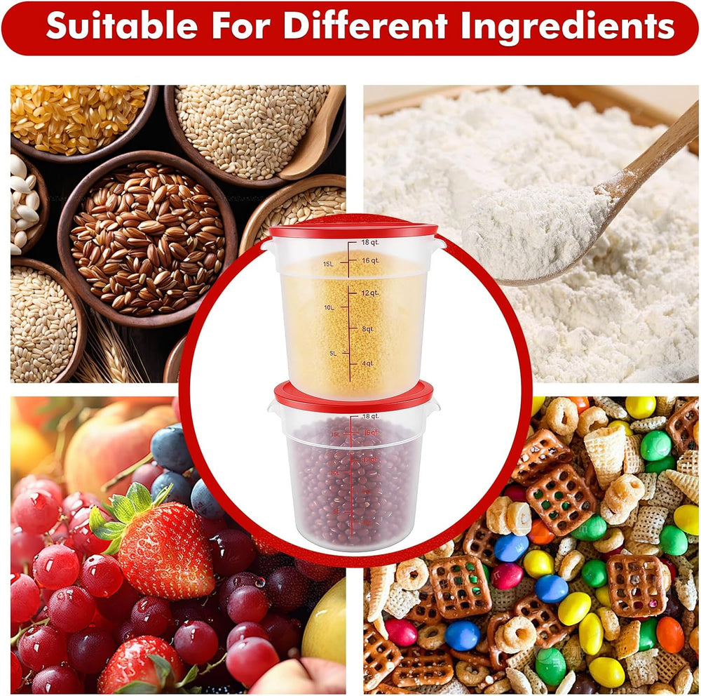 2 Pack Square Food Storage Container With Lid,12-22 Quart Commercial Storage ...