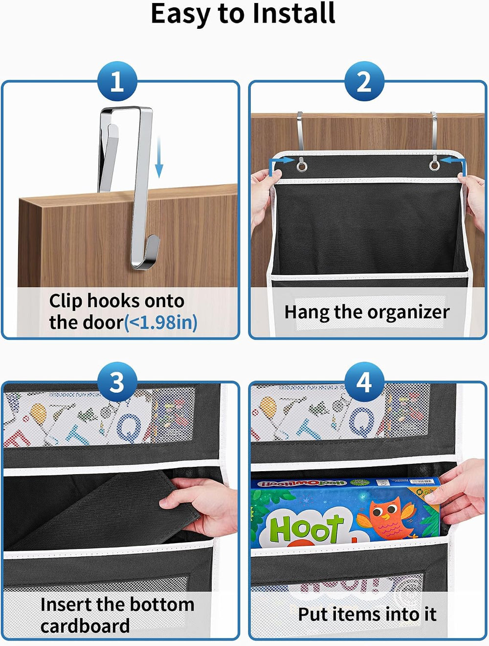 JARLINK Over the Door Organizer for Pantry, Bathroom, 5 Shelf Black, 2 Pack