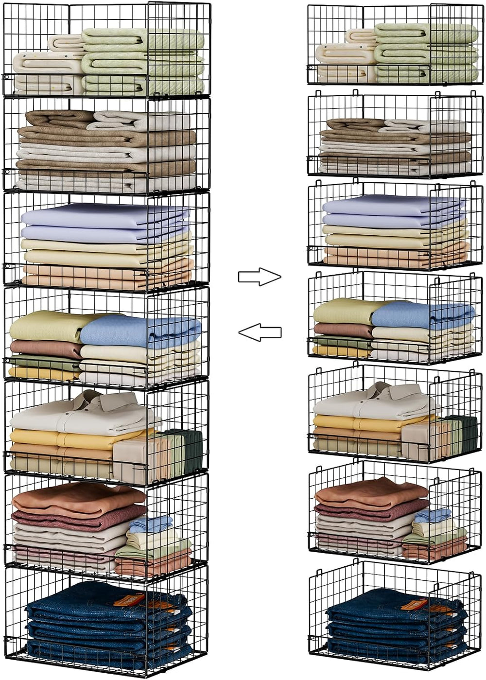 Yociyoga 7-Tier Stackable Closet Organizers and Storage Shelves, Foldable Clo...