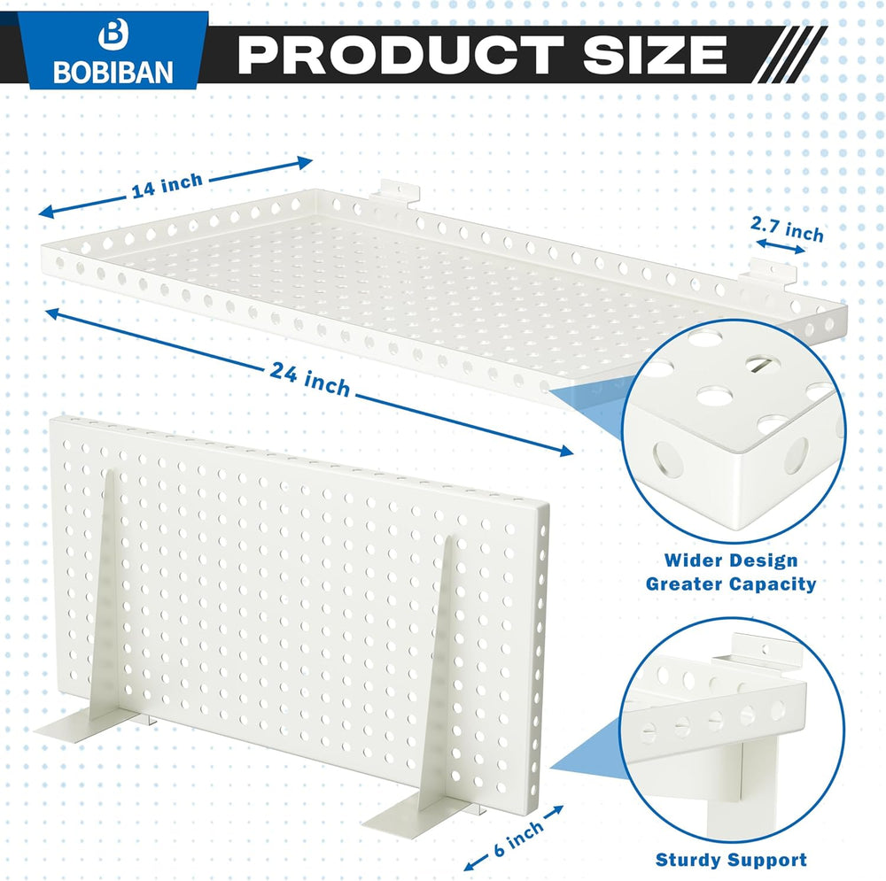 4 Pack Heavy Duty Slatwall Shelves 14 X 24 Inch, White