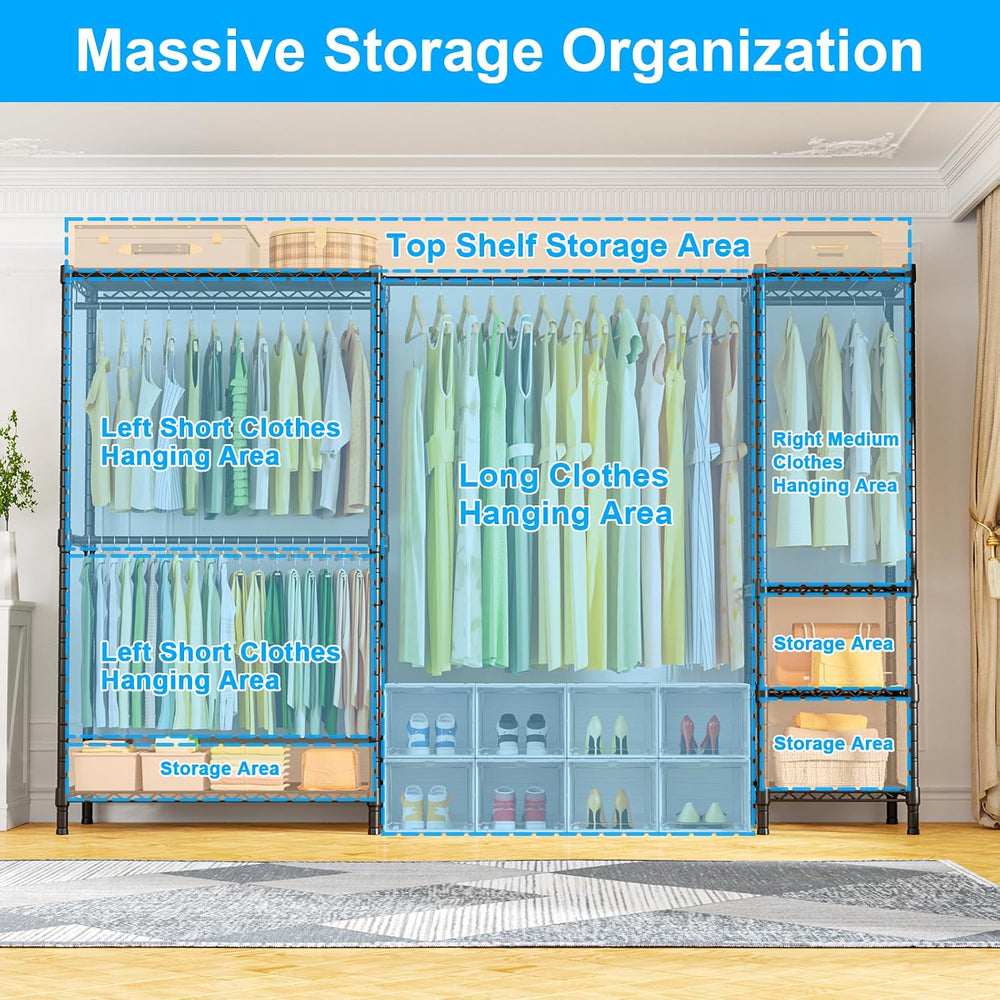 Ulif E10 Clothes Rack（With Stretchable Hanger Rod）Freestanding Clothing Racks...