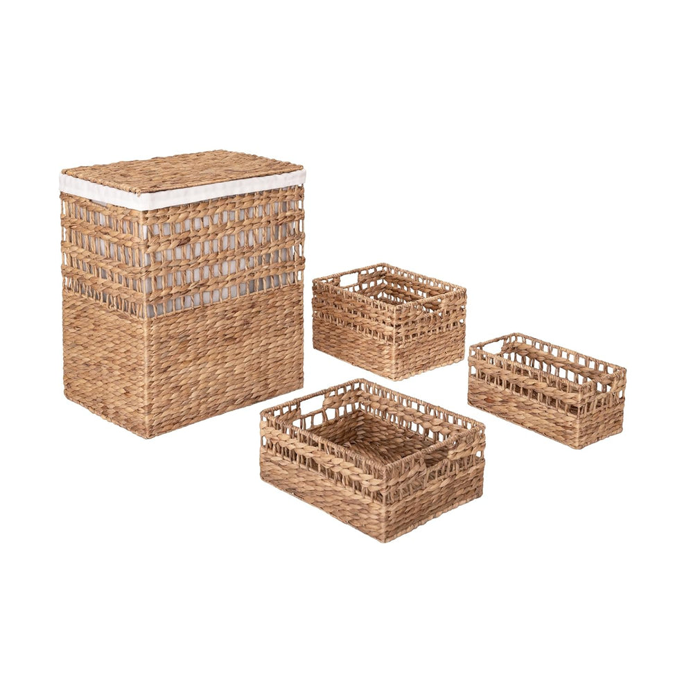 Seville Classics Premium Natural Handwoven Portable Laundry Bin Basket with C...