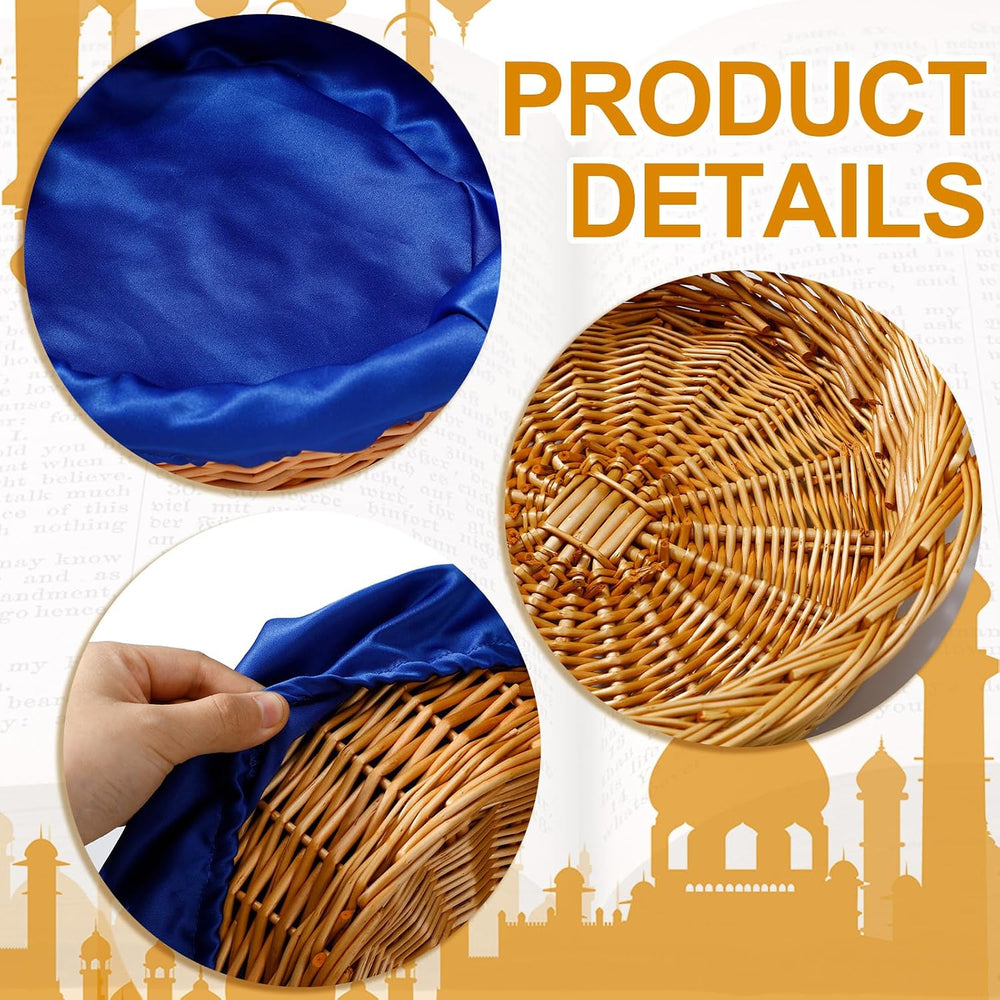 FillTouch 2 Pcs 12 Inches Round Offering Baskets for Church, Purple,Blue