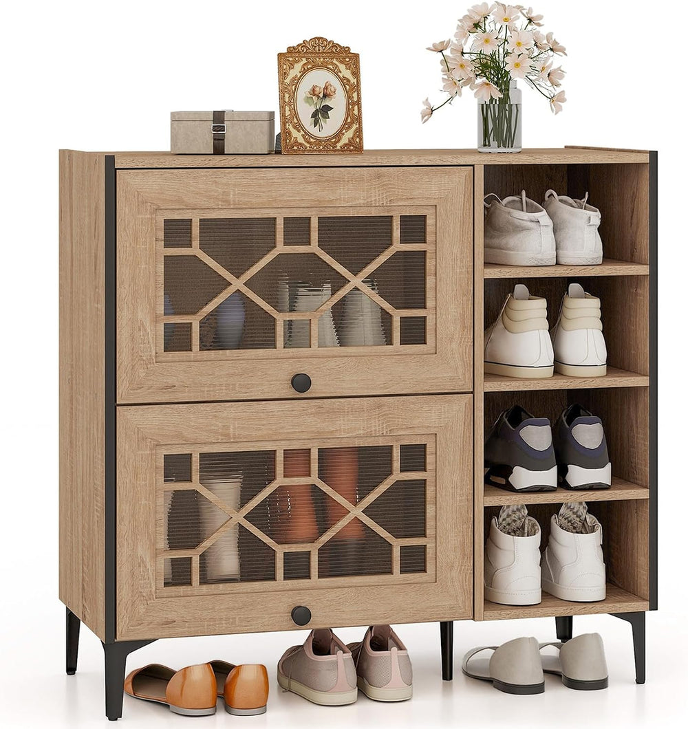 LOKO Shoe Storage Cabinet, Modern Shoe Organizer with Flip Doors, Adjustable ...