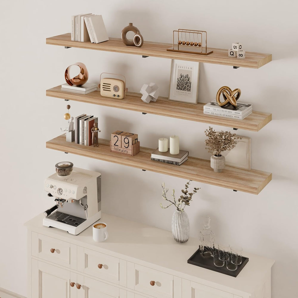 Long Wall Shelves 60 inch,Long Floating Shelf Set of 3, Large Wall Mounted Sh...