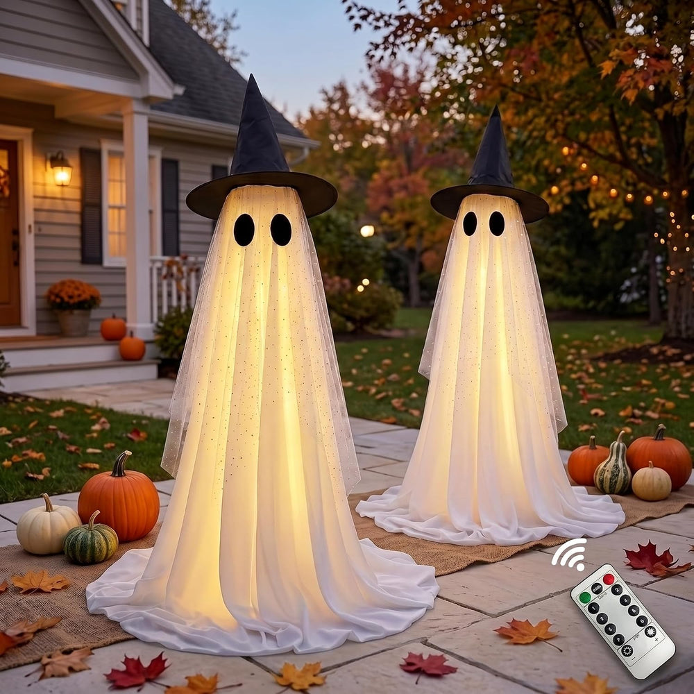 2Pcs Halloween Decorations Outdoor,5FT Height Spooky Ghost Halloween Decor