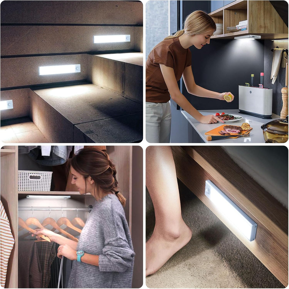 6 Pack Under Cabinet Lighting Wireless, 32 LED Rechargeable Battery Motion Se...