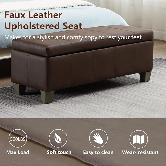 Brown Faux Leather Ottoman