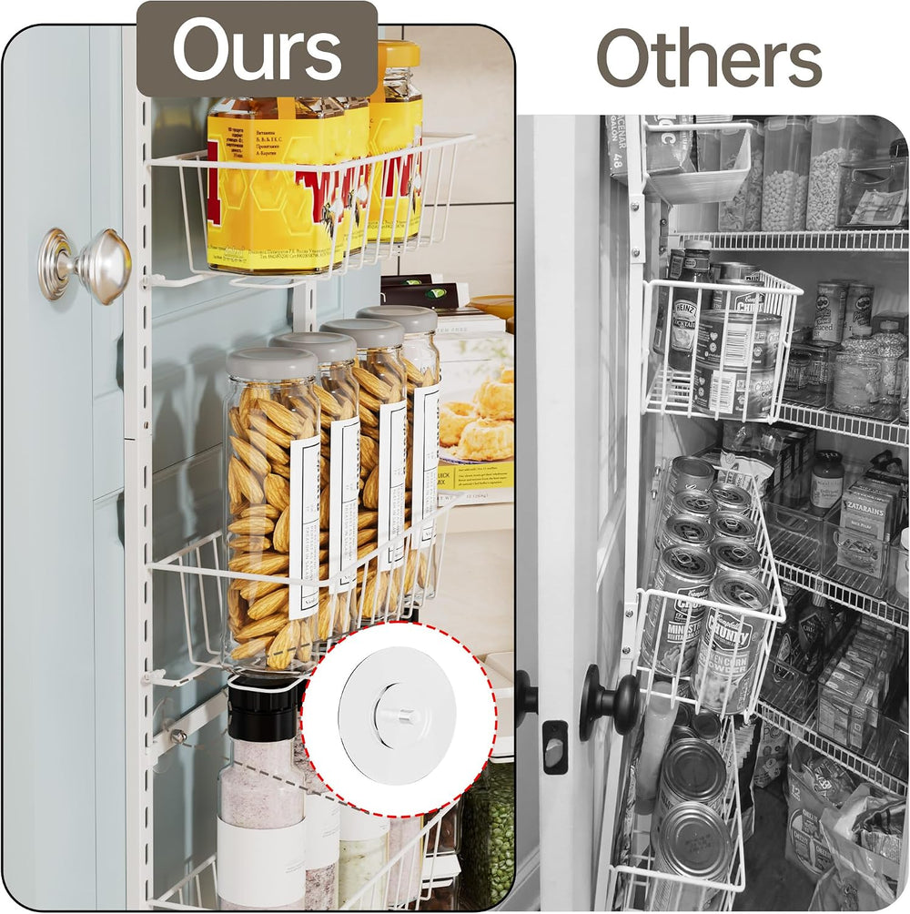 Delamu Pantry Door Organizer, Adjustable Metal Over the Door Pantry Organizer...