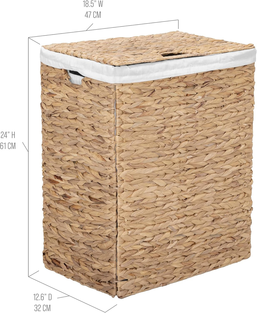 Seville Classics Handwoven Water Hyacinth Laundry Hamper with Lid