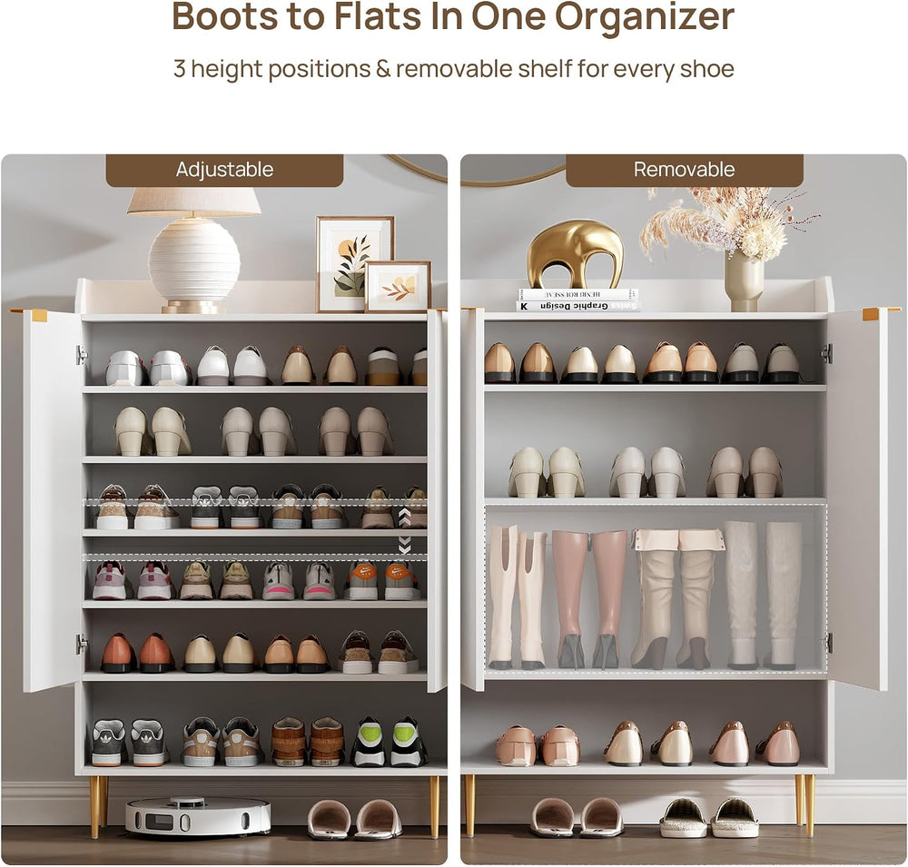 SICOTAS Shoe Cabinet Storage Set of 2, 56 Pairs Large Capacity