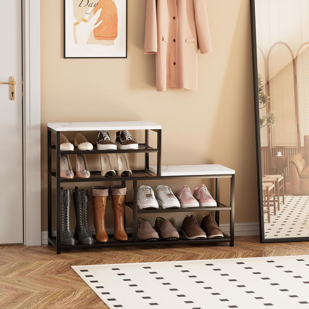 Shoe Rack Bench for Entryway,Free Standing Shoe Storage Organizer for Front D...