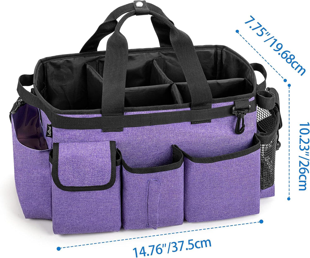 LoDrid Large Wearable Cleaning Caddy Bag with Detachable Divider, Purple