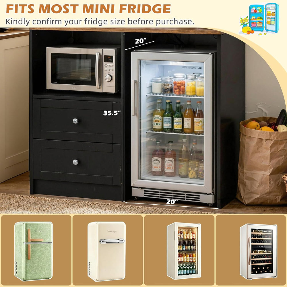 72" Kitchen Pantry Storage Cabinet with Fridge Space, Black