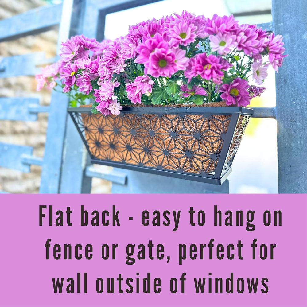 LaLaGreen Garden Wall Planter (16 in, 2 Pack) Black Patio Window Flower Box