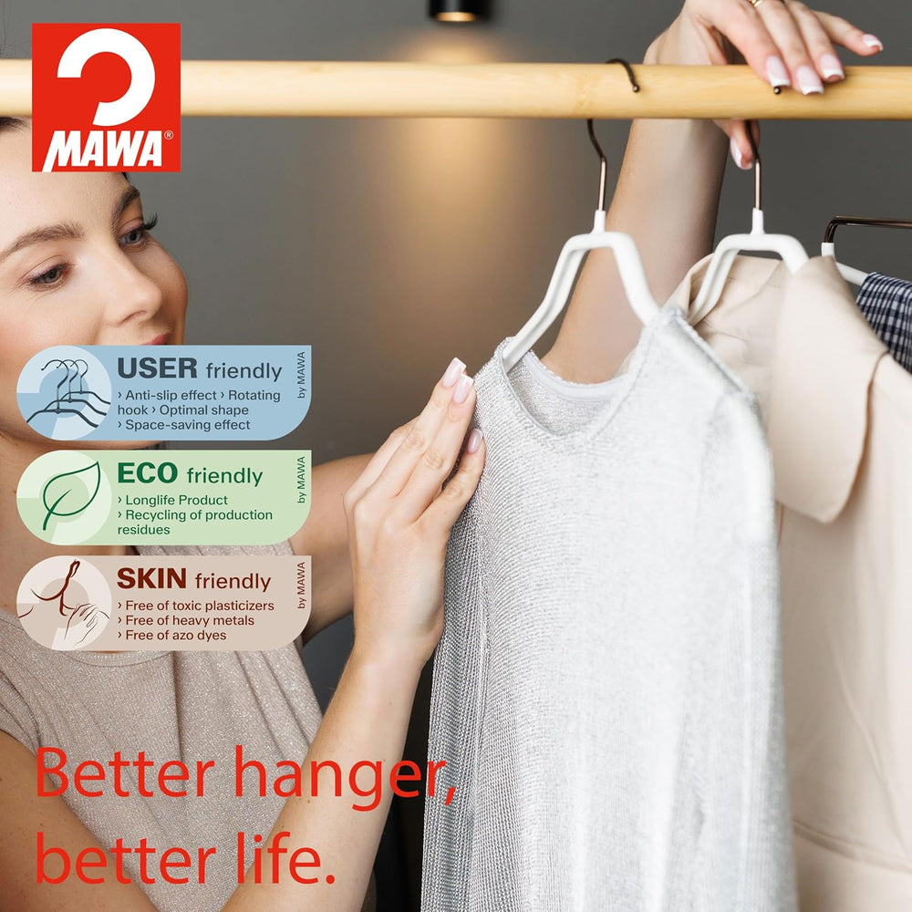 Mawa Clothing Hangers, Steel Hanger with Non-Slip Coating, for Shirts, Dresse...