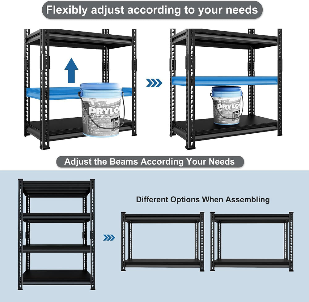 40" W Garage Shelving Heavy Duty，1800LBS Loads Metal Shelving Units and ...
