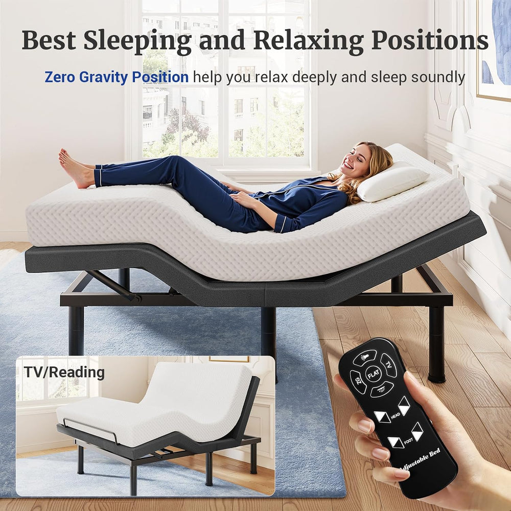 Tami Tami T450 Adjustable Bed Frame Queen with Remote, Ergonomic Adjustable B...