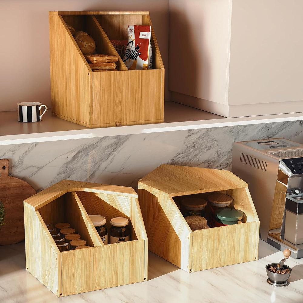 Jolitac Bamboo Pantry Storage Bins - Potato & Onion Storage Bin for Kitch...
