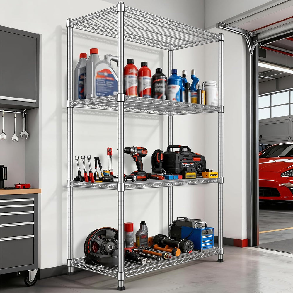 Heavy Duty 4 Tier Wire Shelving Unit 2200 lbs Capacity Garage Shelving Metal ...