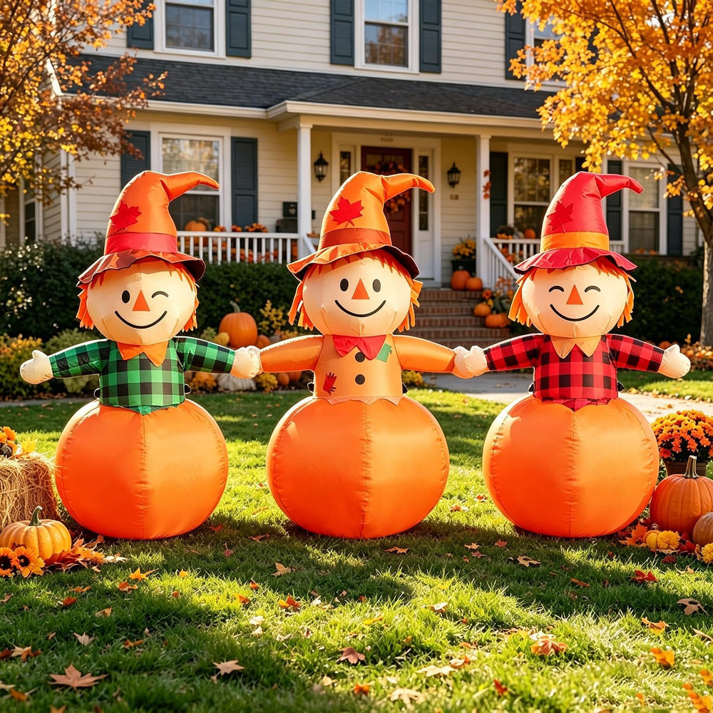 DomKom 6ft Fall Outdoor Inflatable Scarecrow Decoration, Halloween Thanksgivi...