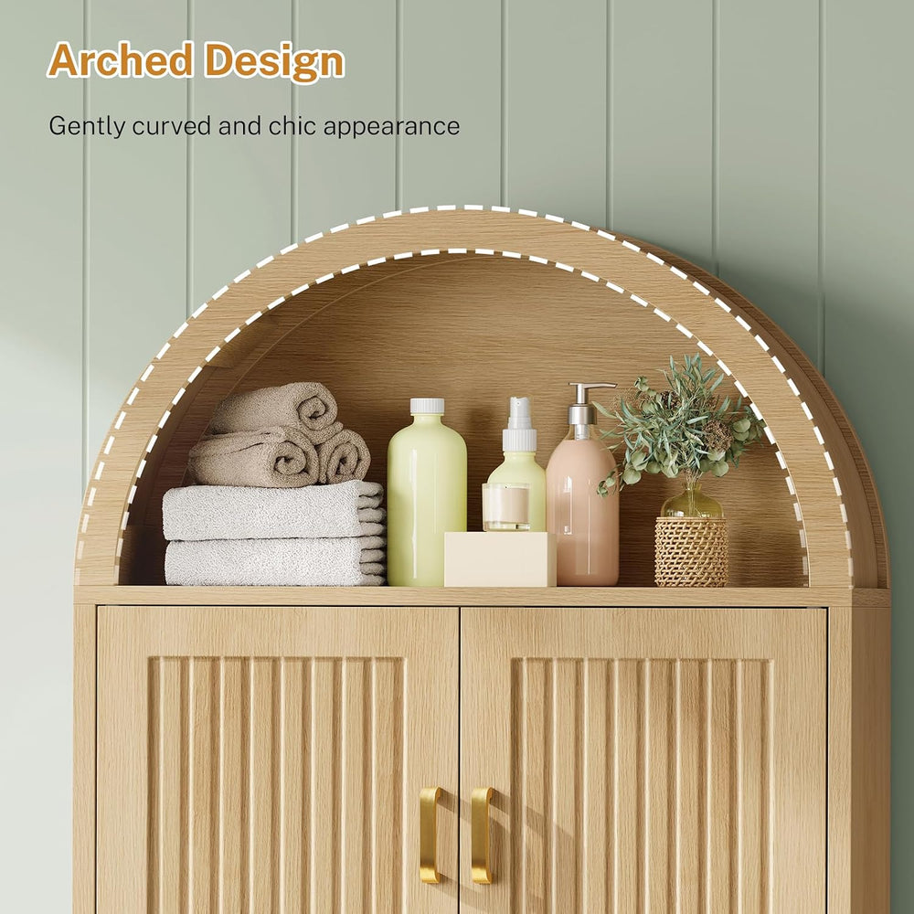 TEENFON Arched Over The Toilet Storage Cabinet, Bathroom Storage Cabinet