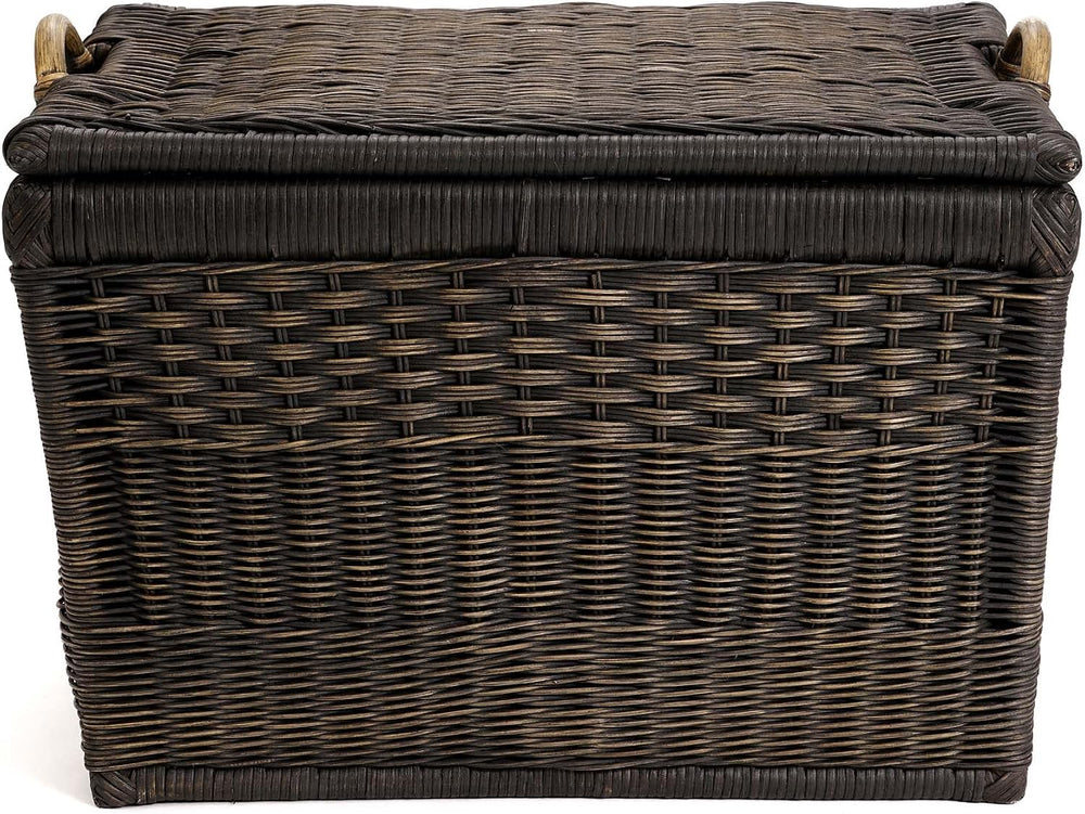 The Basket Lady Lift-Off Lid Wicker Storage Basket, L, Walnut Brown