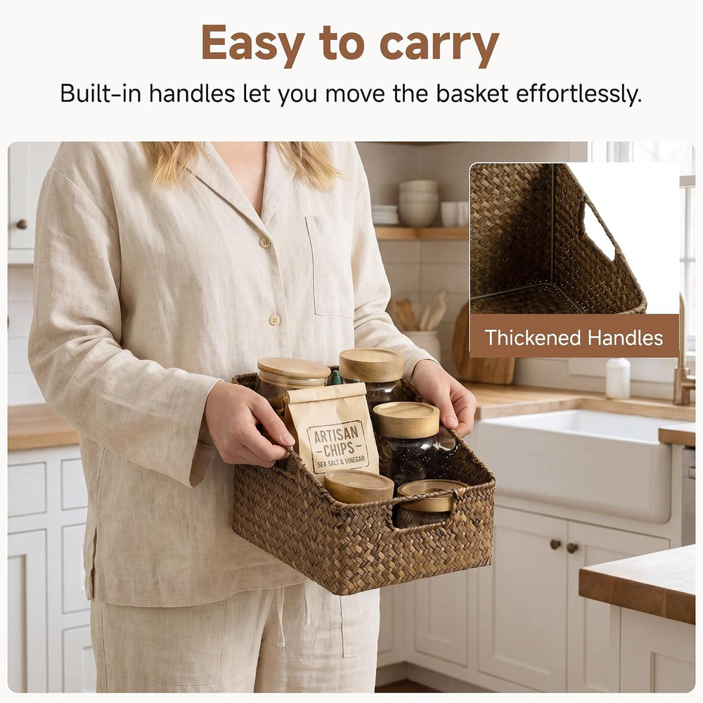 StorageWorks Pantry Baskets for Organizing, Seagrass Storage Baskets, 2Pack