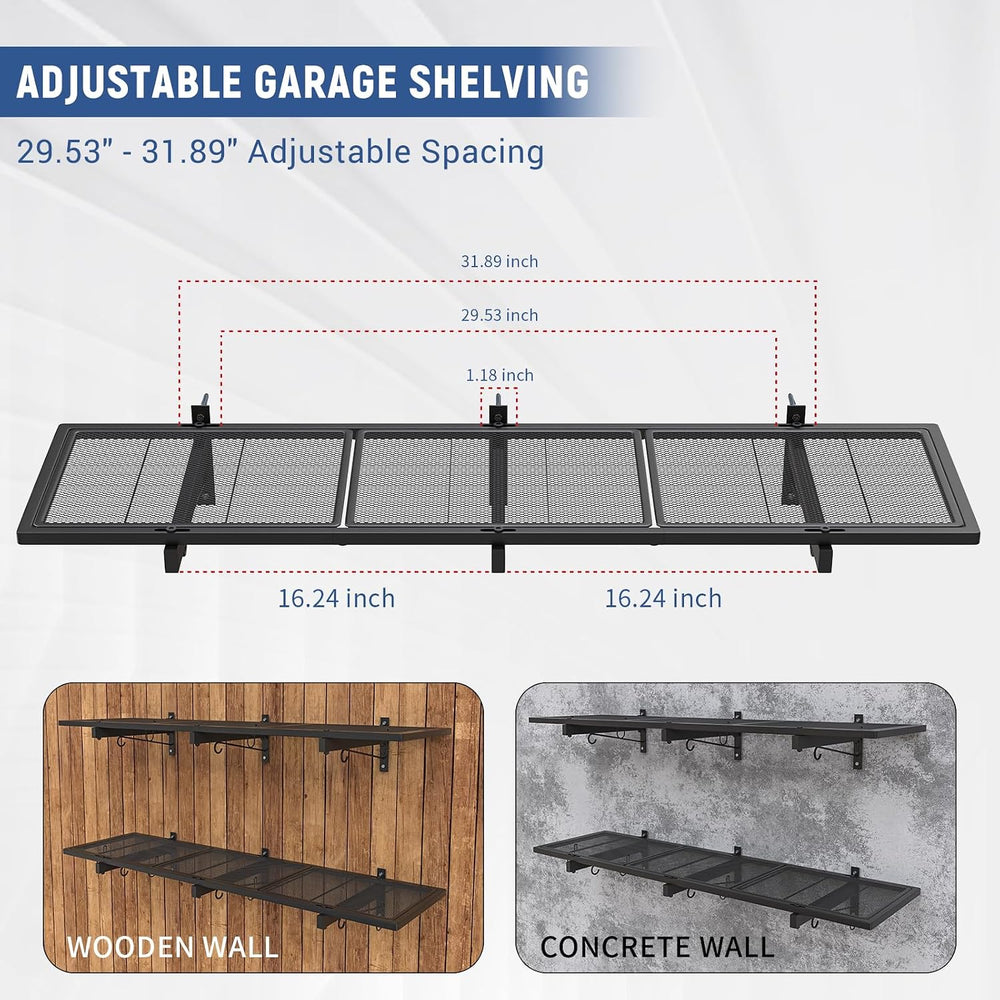 2 Pack Garage Wall Shelf, Heavy Duty Garage Shelving, 46"X 12.5" Wa...
