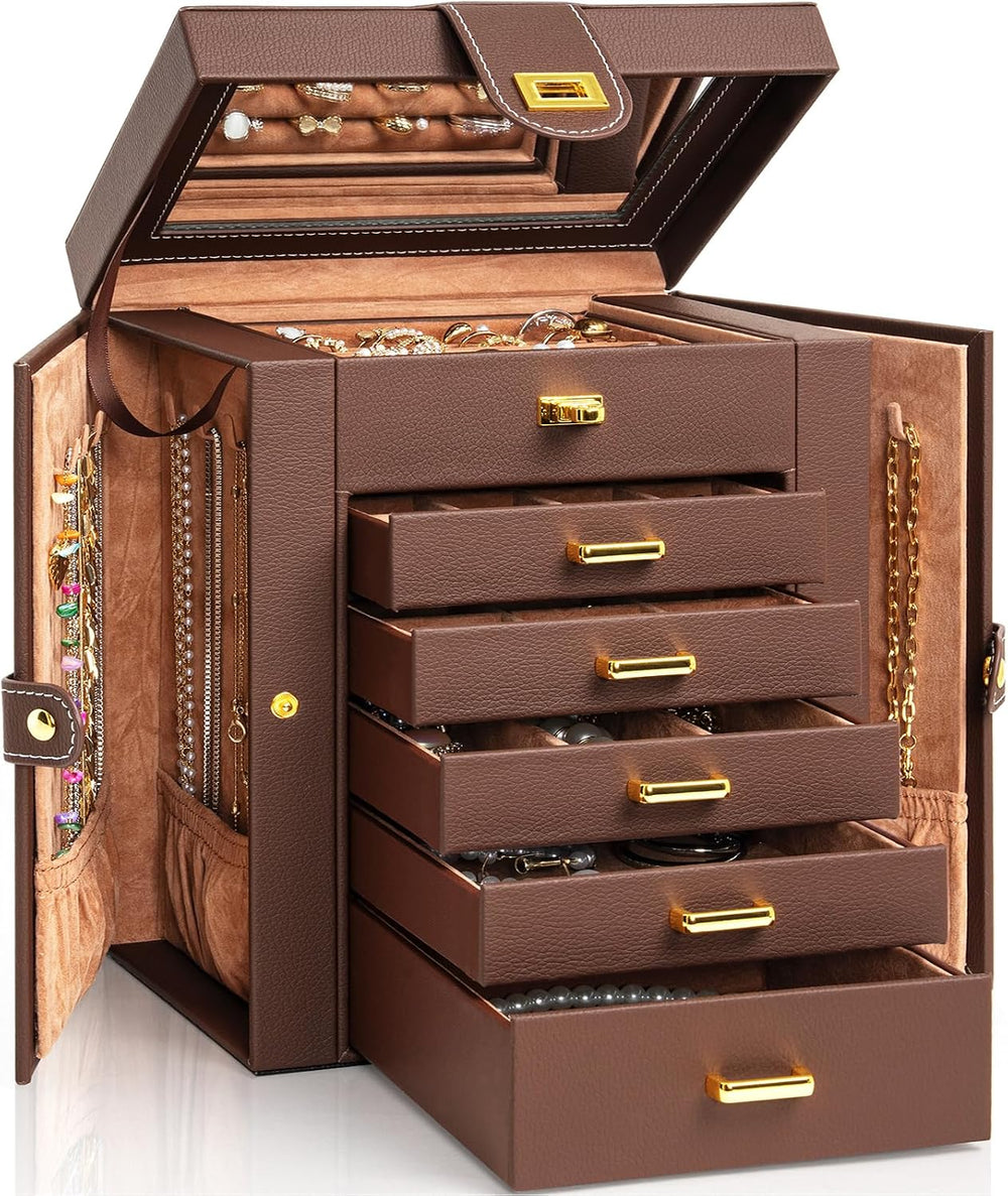 AKOZLIN 6-Tier Jewelry Box Organizer 5 Drawers Jewelry Storage Case