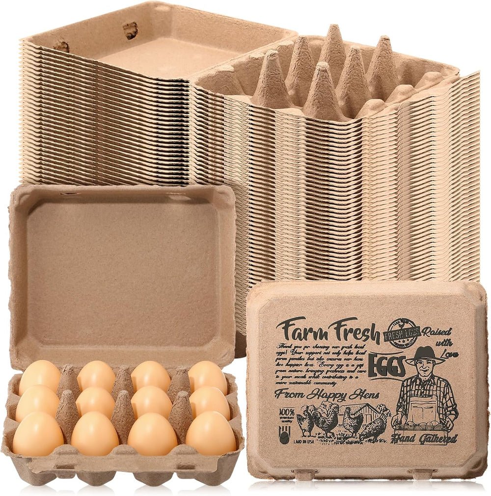 Honeydak 50 Pcs Egg Cartons Bulk 12 Count 3x4 Style Pulp Paper Egg Tray Dozen...