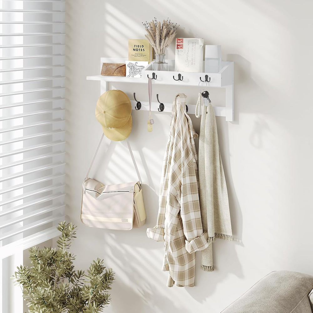 AMBIRD Wall Hooks with Shelf, 26.57 Inch Entryway Wood Coat Hooks for Wall, C...