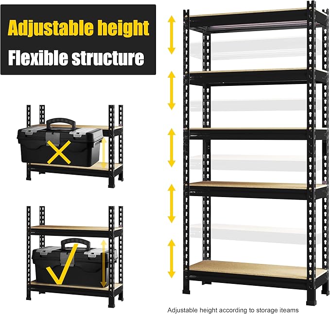 PrimeZone Storage Shelves 3 Pack 5 Tier Adjustable Garage Storage Shelving