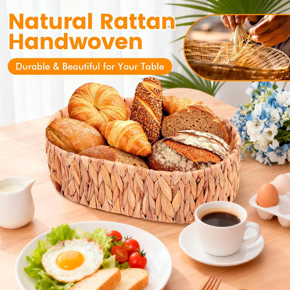Bread Basket with Warming Stone and Cloth -Terra Cotta Bread Warmer, 12.7 * 8...