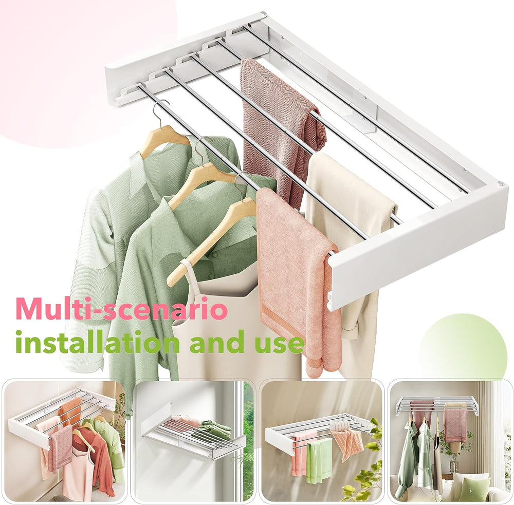 ZdwCyl Wall Mounted Drying Rack 32", Laundry Clothes Drying Rack Foldable
