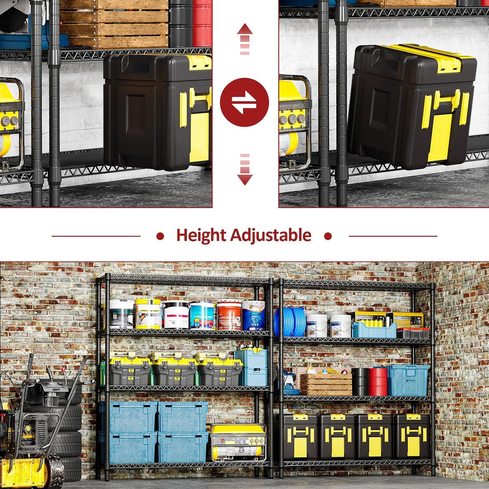 IZEUK 4-Tier Metal Garage Shelving, Heavy Duty Adjustable Storage Rack Organi...