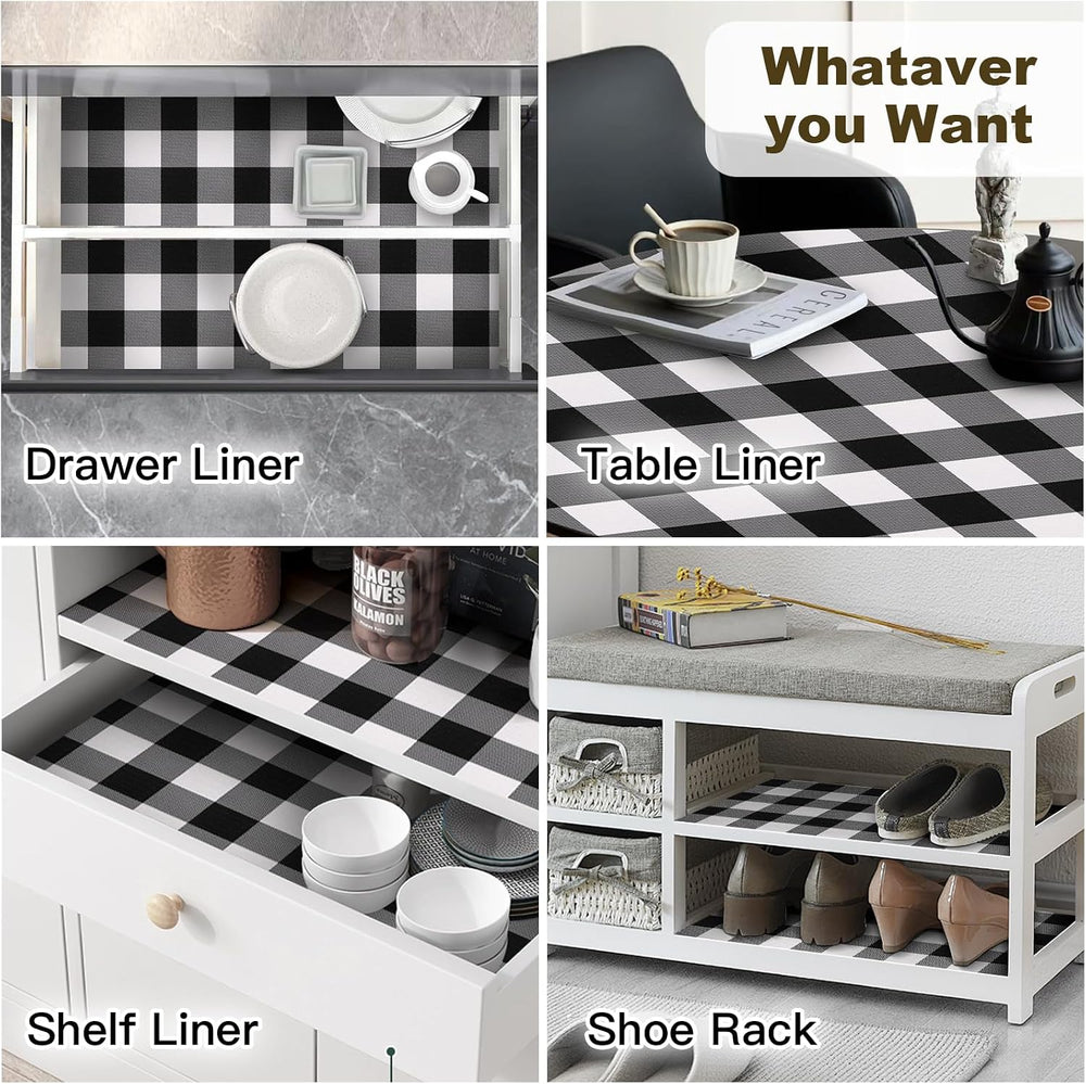 Shelf Drawer Liners for Kitchen Cabinets Non-Adhesive Black 11.8In x 30FT