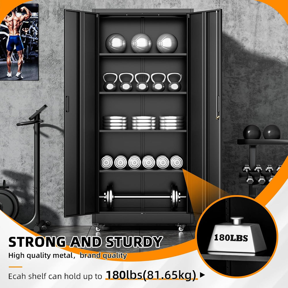 Bonusall Garage Cabinets with Wheels, 73" H Metal Locking Cabinet with 2...