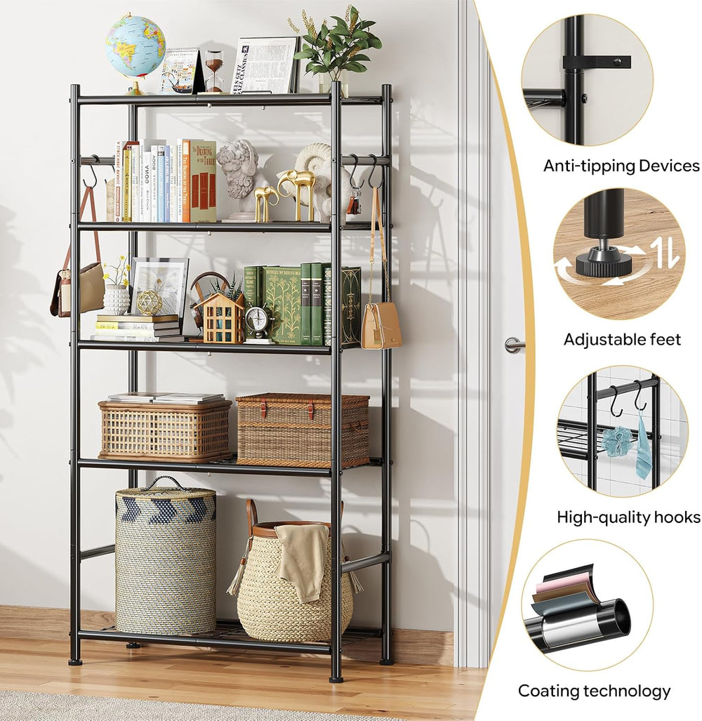Simple Trending 5 Tier Storage Shelves, 33.5" W x 12.5" D x 71.25&q...