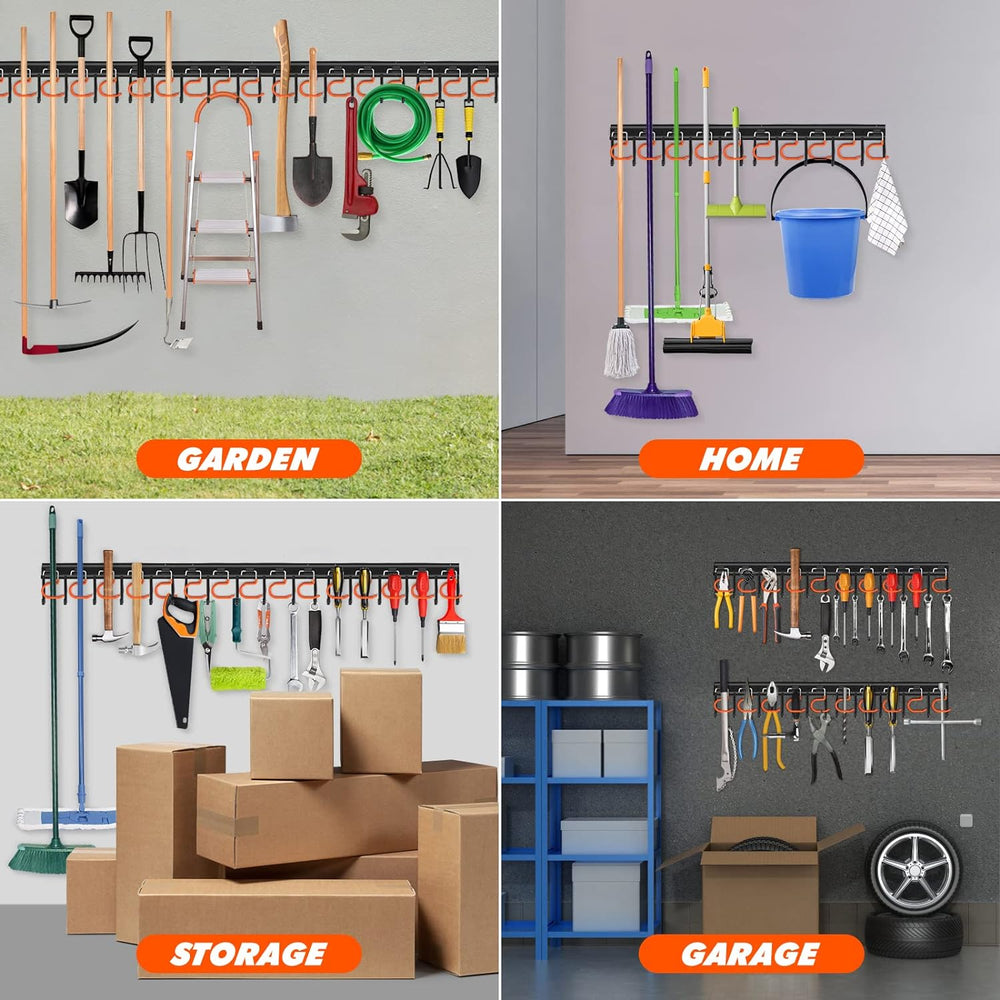 TVKB 68'' All Metal Garden Tool Organizer Adjustable Garage Tool Orga...