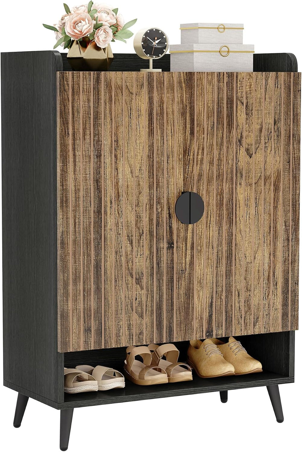 LITTLE TREE Shoe Cabinet with Doors & Adjustable Shelves, 7-Tier Modern F...