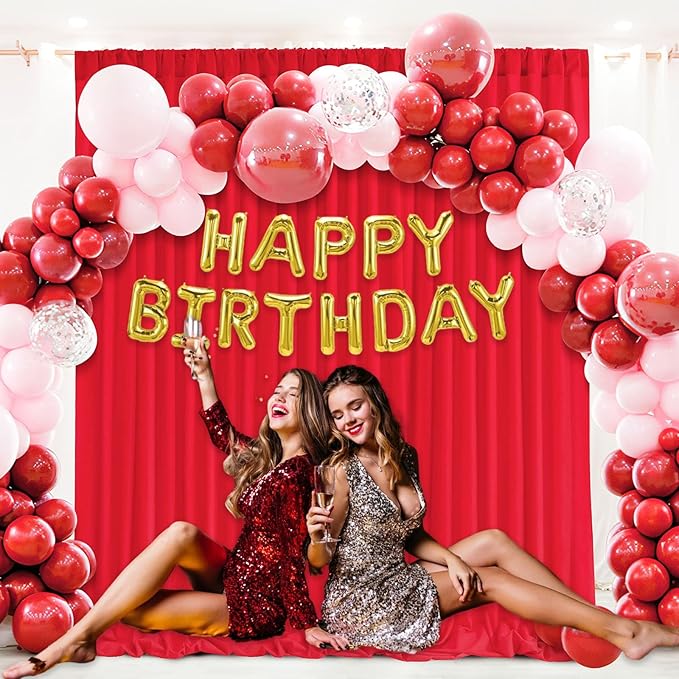 10 x 7 Feet Red Backdrop Curtain for Partie, Background Curtains for Photosho...
