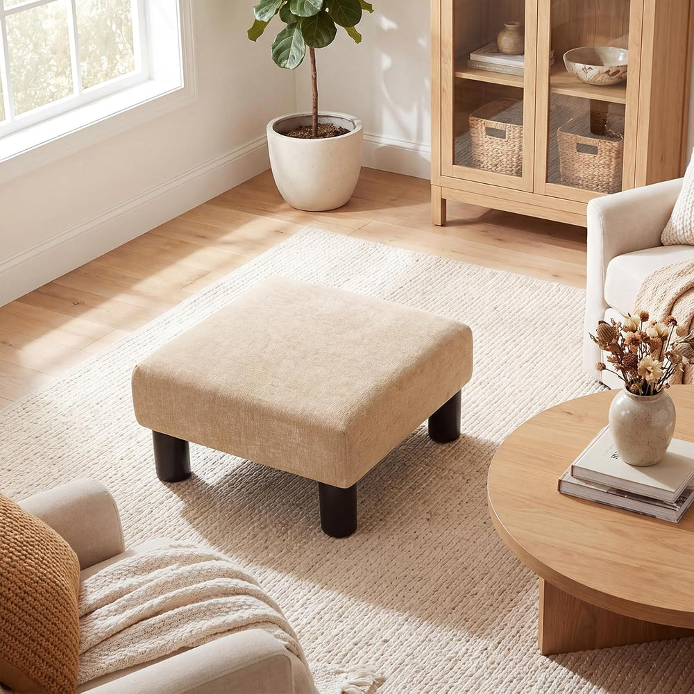 Joveco Small Foot Rest Stool Ottoman, 15" Fabric Square Footstool Uphols...