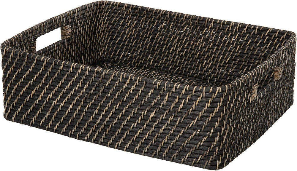 KOUBOO Rattan Shelf Basket with Liner, Black Wash