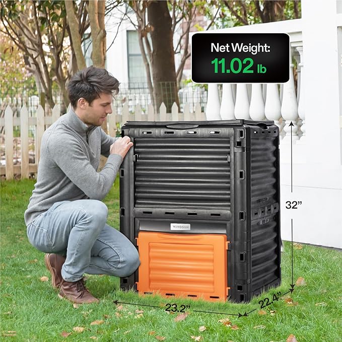 VIVOSUN Compost Bin 80Gallon, Outdoor Composter W/Large Capacity & Easy